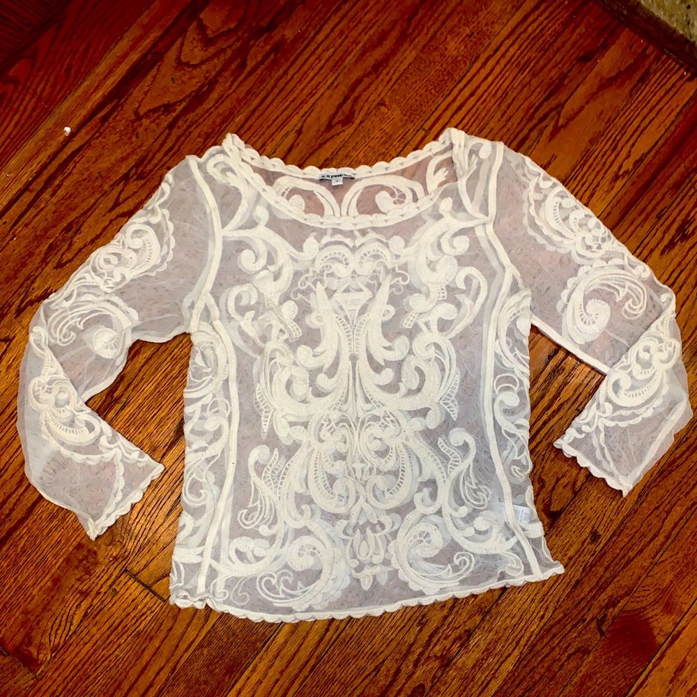 Express creme color lace top